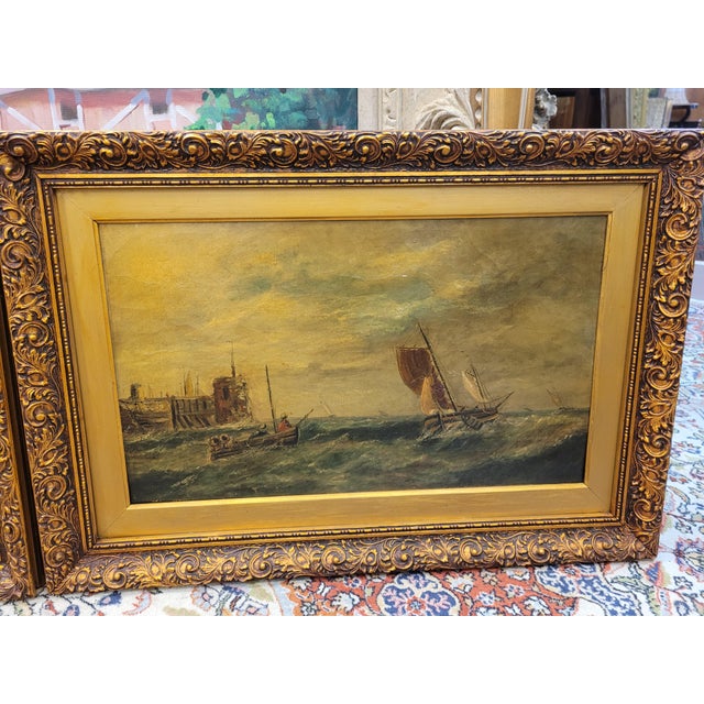 Pair of 19th Century Nautical Paintings For Sale - Image 11 of 12