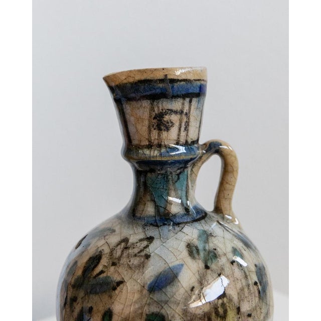 Small Hand-Painted Ceramic Vase with Floral Pattern and Handle, 18th Century For Sale - Image 4 of 11