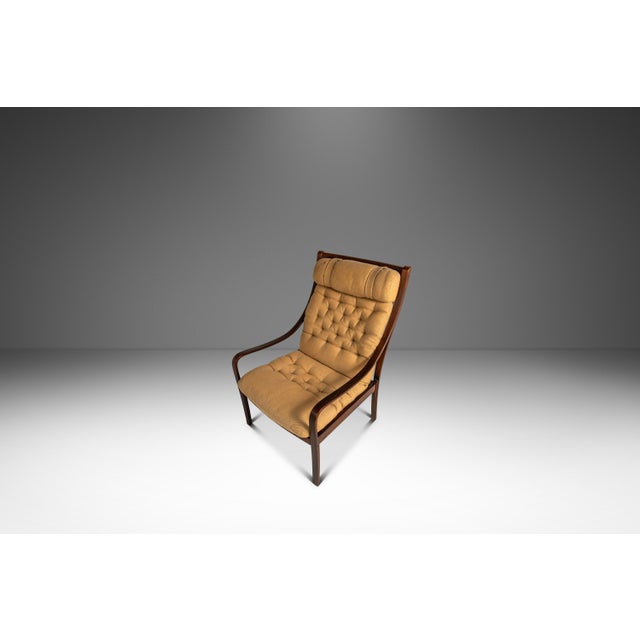 Vatne Møbler Mid-Century Danish Modern Bentwood Lounge Chair in Rosewood & Original Fabric by Fredrik A. Kayser for Vatne Møbler, Denmark, C. 1970's For Sale - Image 4 of 18