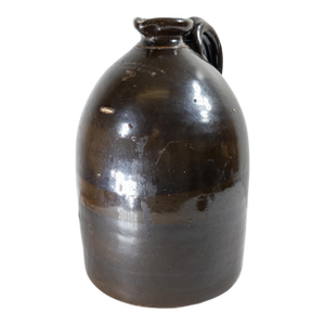 19th Century American Stoneware Albany Slip Glaze Jug, w.m.e. Warner West Troy