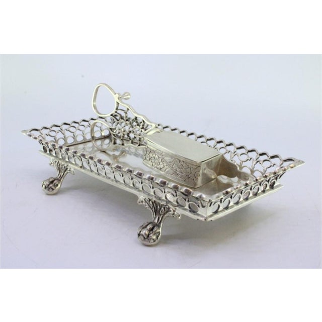 Silver Morrões Tray and Scissors with Rack Supported Four Claw-Shaped Feet and Scissors with Cutouts and Reliefs, Set of 2 For Sale - Image 4 of 8