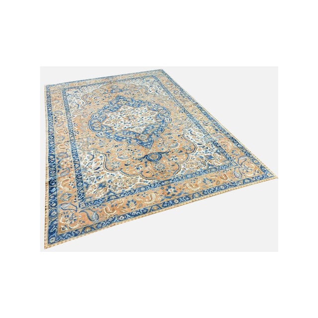 Exact Size: 7'1" x 10'3" Color: Orange Age: Antique Materials: Wool Construction: Hand Knotted Origin: Iran