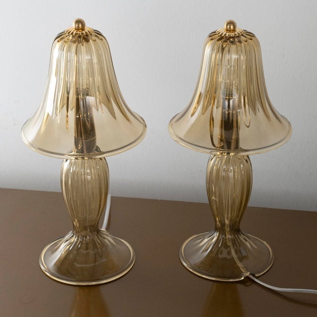 Smoky Murano Glass Table Lamps, Italy, 1990s, Set of 2 For Sale - Image 3 of 12