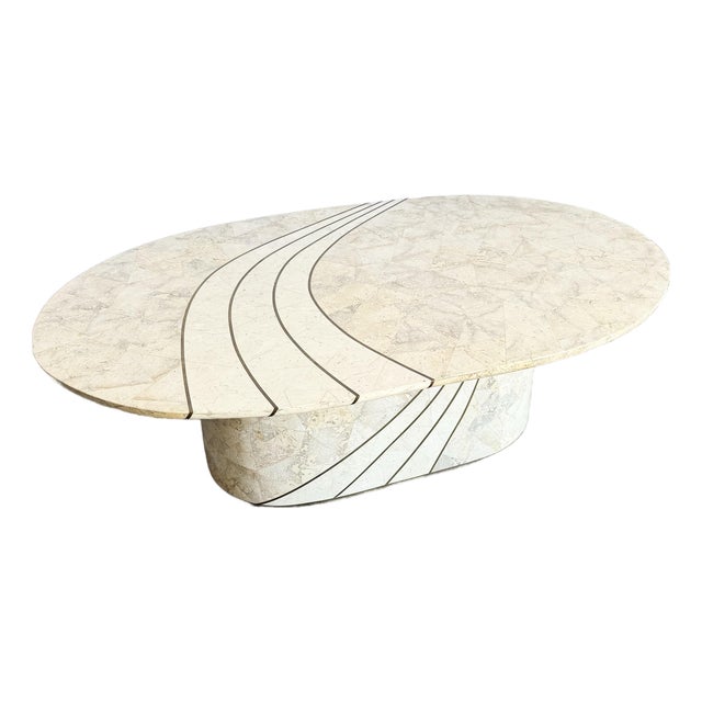 Vintage Postmodern Tessellated Stone Coffee Table For Sale