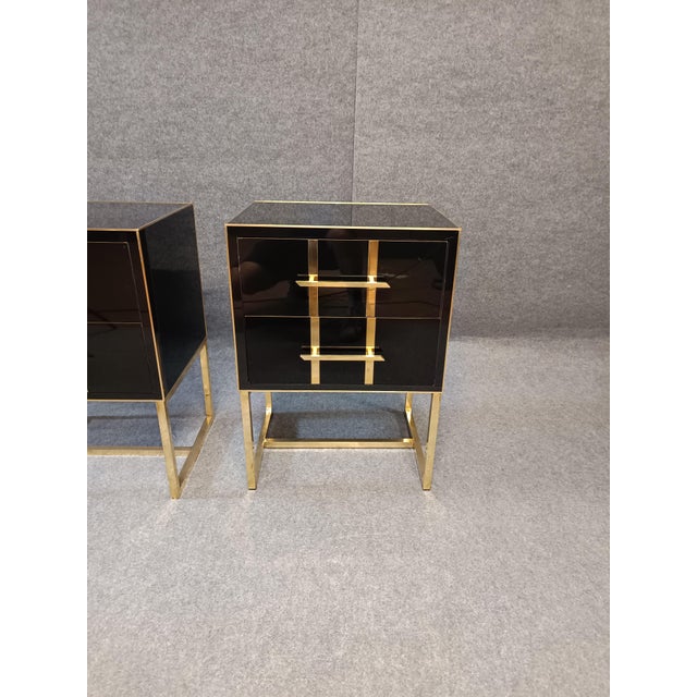 Black Glass Side Tables from Justfurnituress SRL, Set of 2 For Sale - Image 6 of 12