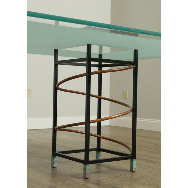 Pace Post Modern Sculptural Double Pedestal Base Glass Top Dining Table For Sale - Image 10 of 13