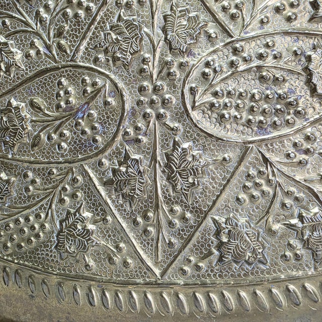 1940s Old World Oval Tray Large 24 Inch Embossed Floral Platter Authentic Well Preserved. For Sale - Image 15 of 17