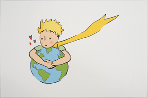 Antoine De Saint-Exupery, Le Petit Prince embrasse la Terre, Lithograph
