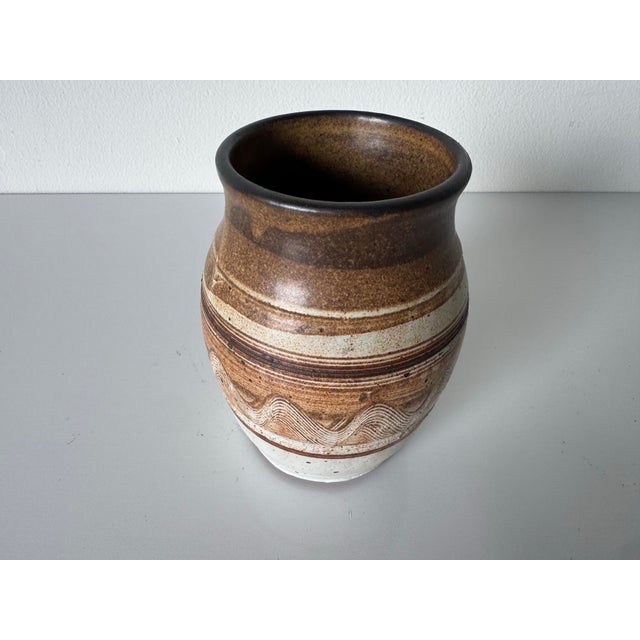 Vintage Organic Studio Art Pottery Vase, Signed For Sale In Miami - Image 6 of 11