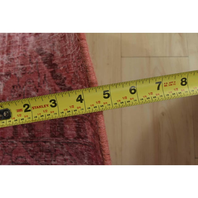 Tabriz Runner 2’5” X 12’3” Pink Wool Vintage Overdyed Hand-Knotted Rug For Sale - Image 11 of 13