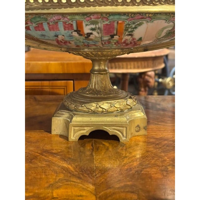 19th C. French Rose Medallion and Gilt Bronze Centerpiece For Sale In Dallas - Image 6 of 7