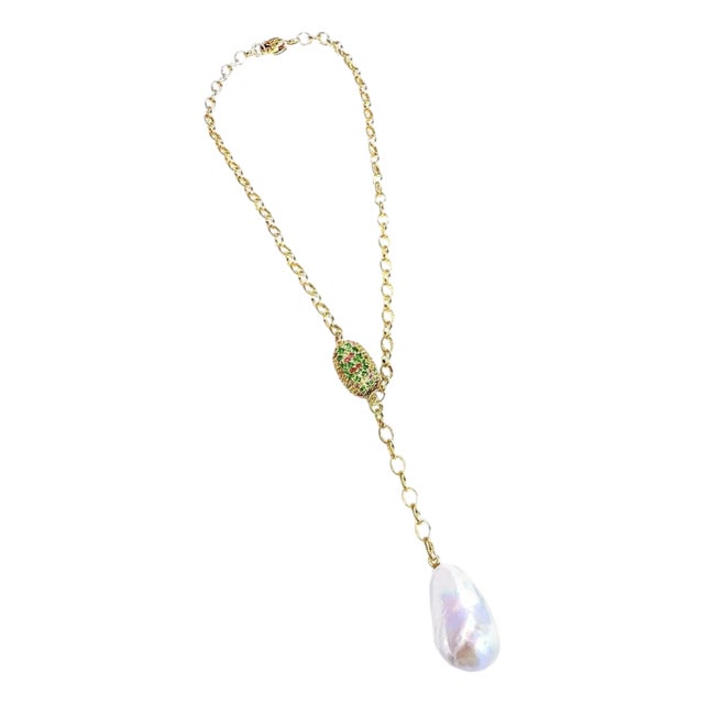 Bochic “Capri” Vintage Pearl, Ruby & Multi Gem Necklace Set In 18K & Silver For Sale