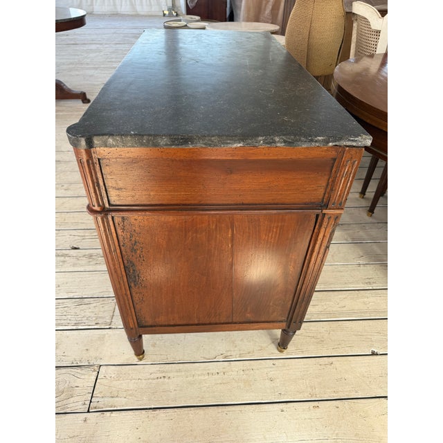French 18th Century French Louis XVI Walnut Marble Top Chest of Drawer / Commodes For Sale - Image 3 of 12