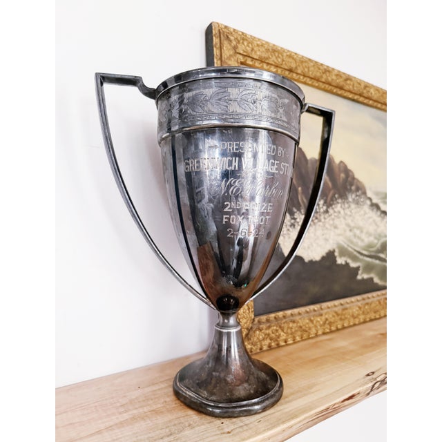 1924 Silver Plated Greenwich Village 2nd Prize Foxtrot Trophy For Sale - Image 4 of 5