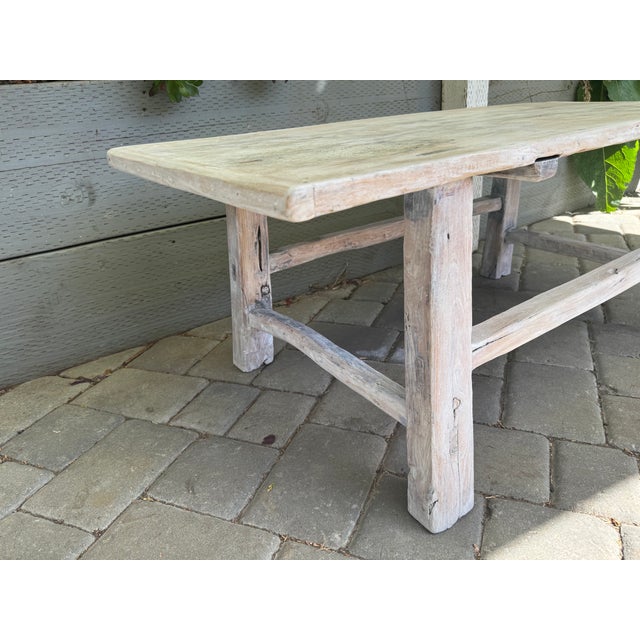 Antique Elm Wood Coffee Table For Sale - Image 4 of 15