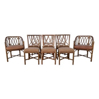 Vintage McGuire Rattan Cross Hatch Dining Chairs - Set of 8 For Sale