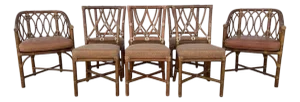 Vintage McGuire Rattan Cross Hatch Dining Chairs - Set of 8