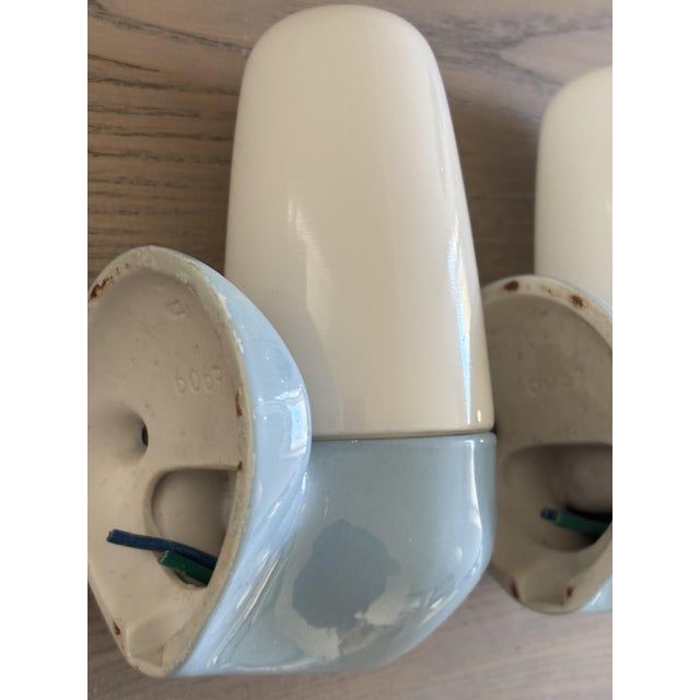 Blue Model 6067 Sconces in Ceramic by Wilhelm Wagenfeld for Lindner, 1958, Set of 2 For Sale - Image 8 of 15