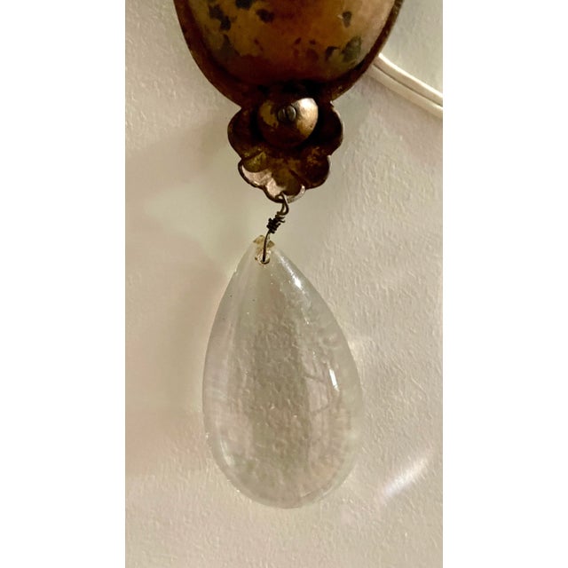 Bronze Early 20th Century Pair of French 3-Arm Candelabra Crystal Mirror Sconces For Sale - Image 8 of 13
