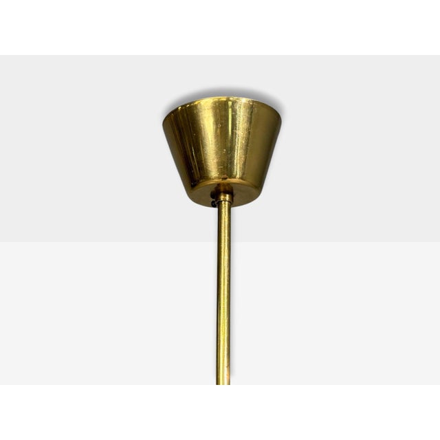 1950s Swedish Modern, Pendant Light, Etched Opal Glass, Brass For Sale - Image 10 of 11