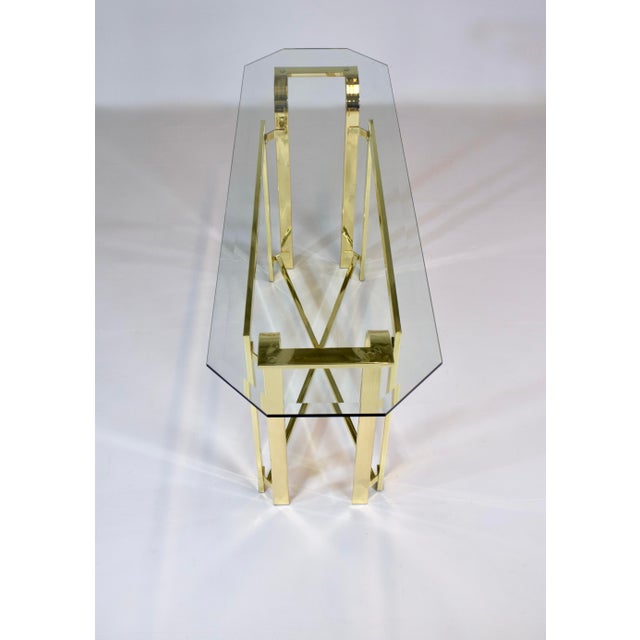 Gold 1970's Brass & Glass Console Table, Milo Baughman Attr: Dia For Sale - Image 8 of 13