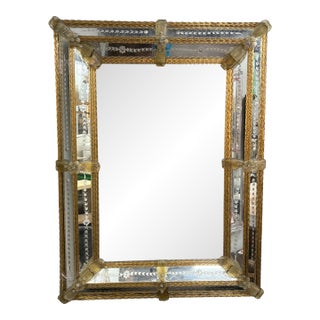 Baroque Style Etched Venetian Mirror For Sale