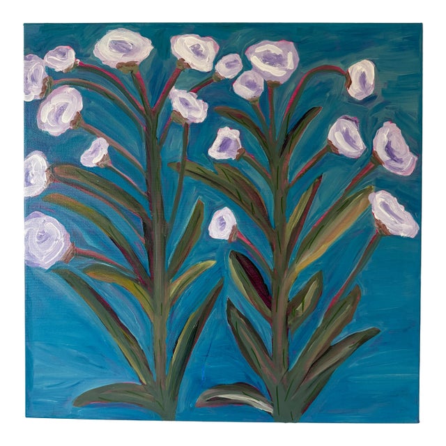 Modern Abstract Folk Art Floral Acrylic Painting, “Been Faithful,” Framed, Signed, Dated For Sale