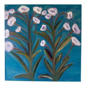 Modern Abstract Folk Art Floral Acrylic Painting, “Been Faithful,” Framed, Signed, Dated