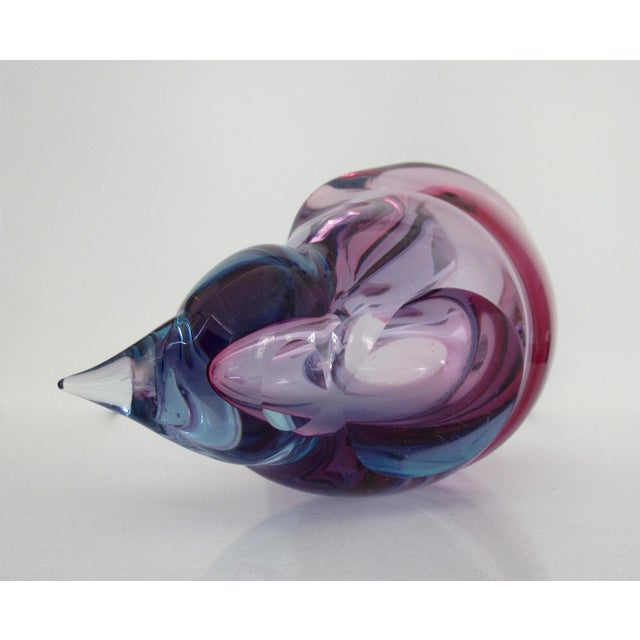 C.1970's Italian Archimede SegusoHand-Blown Murano Conch Shell - Cool Blue, Amethyst & Red Color Combo For Sale - Image 10 of 13