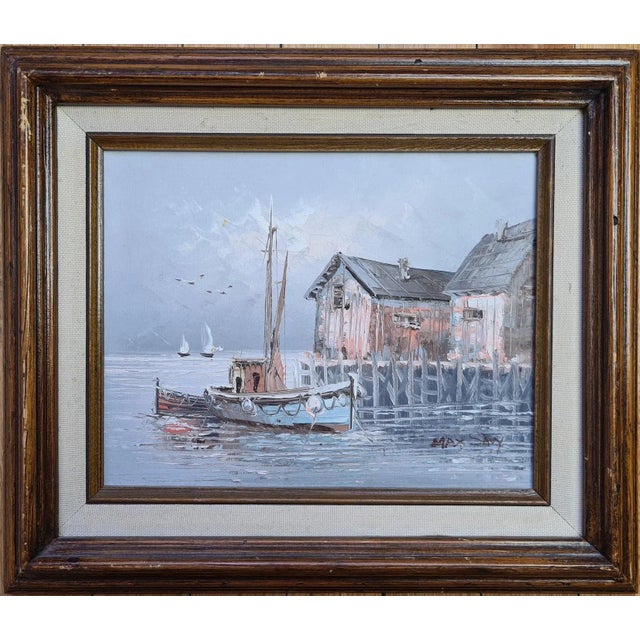 Harbour Scene, Oil on Board, Signed Max Savy, French 1918-2010 For Sale - Image 4 of 7