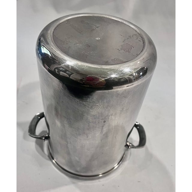 Mid 20th Century Mid-Century Modern French Ercuis Silver-Plated Champagne Bucket or Wine Cooler With Ribbed Handles For Sale - Image 9 of 11