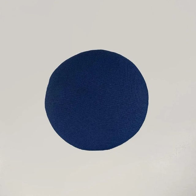 Mid-Century Italian Modern Black Metal and Blue Fabric Tripod Stool, 1950s For Sale - Image 4 of 12