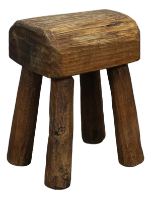 Vintage Brutalist Stool in Wood