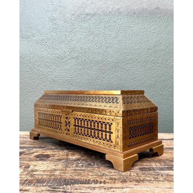 Vintage Brass Inlaid Decorative Box For Sale - Image 10 of 12