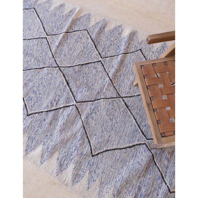 Blue 2020's Moroccan Kilim Zanafi Rug - 9.1 X 4.9 Ft For Sale - Image 8 of 9