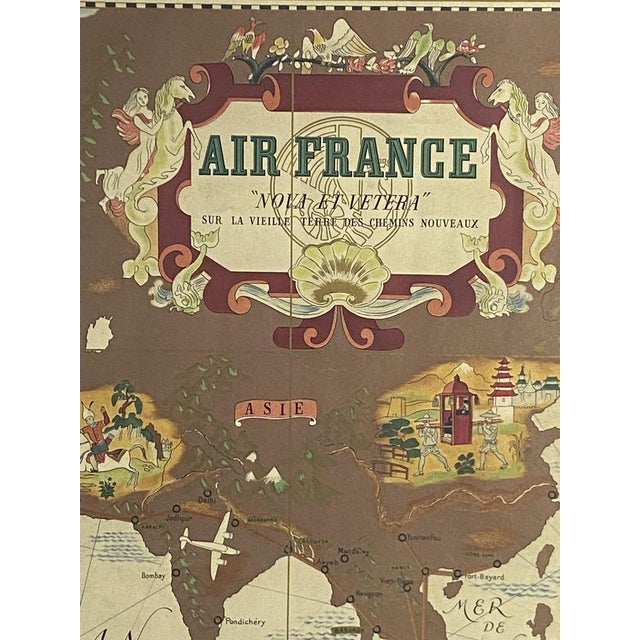 Air France Nova and Vetera Poster Map by Lucien Boucher, Paris, France, 1939 For Sale - Image 3 of 18