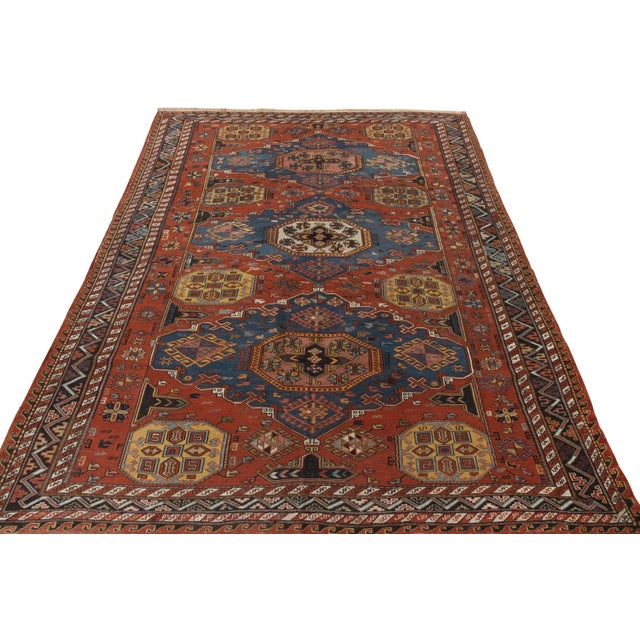 Hand-knotted in wool, an antique 7x9 Soumak rug originating from Russia circa 1920-1930. Joining Rug & Kilim’s Antique &...