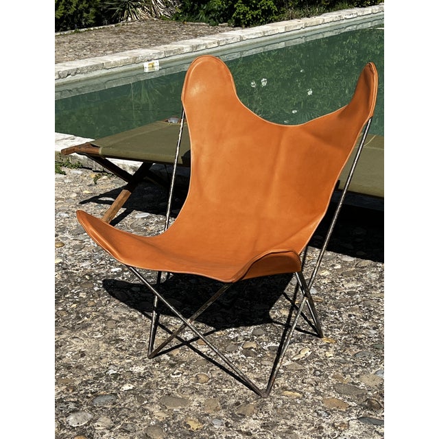 Brown Leather Butterfly Chair from Airborne, 1950s For Sale - Image 8 of 8