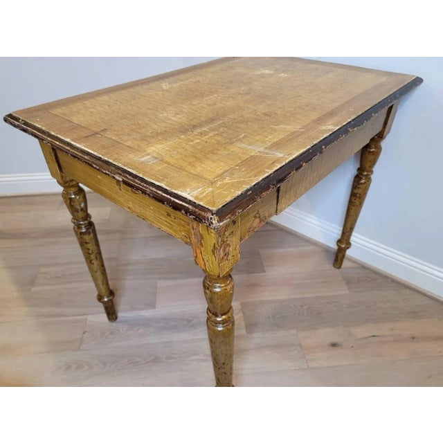 Farmhouse Antique Distressed Country Farmhouse Work Table For Sale - Image 3 of 11