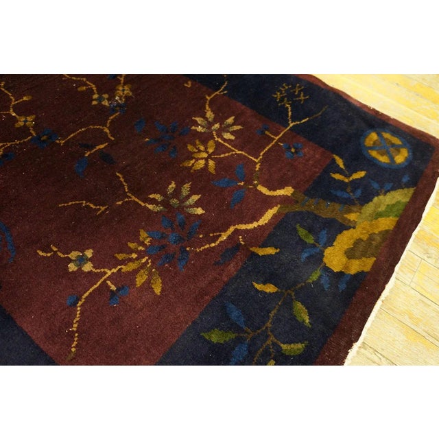 Awe-Inspiring Antique Chinese Art Deco Rug in a Purple Ground Color Wiht Floral Design For Sale In New York - Image 6 of 6