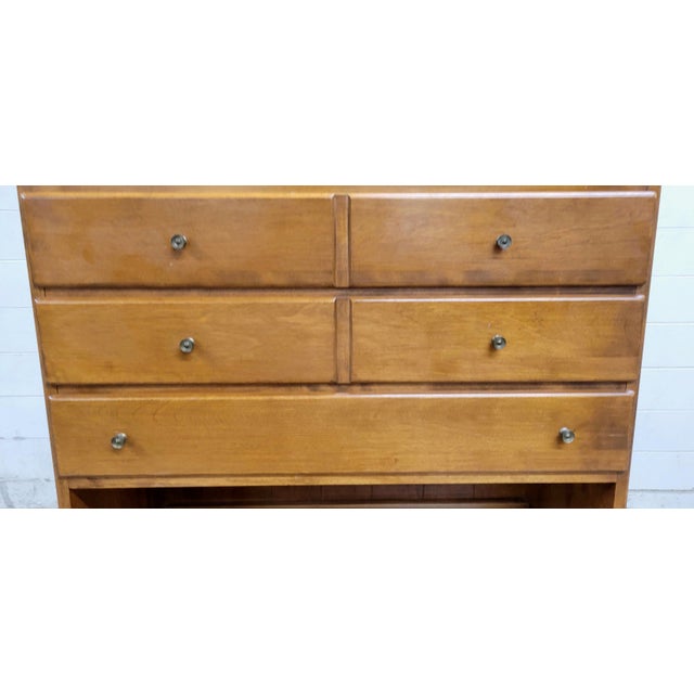 Vintage Ethan Allen Heirloom Nutmeg Maple Crp Cabinet With Hutch For Sale In Kansas City - Image 6 of 11