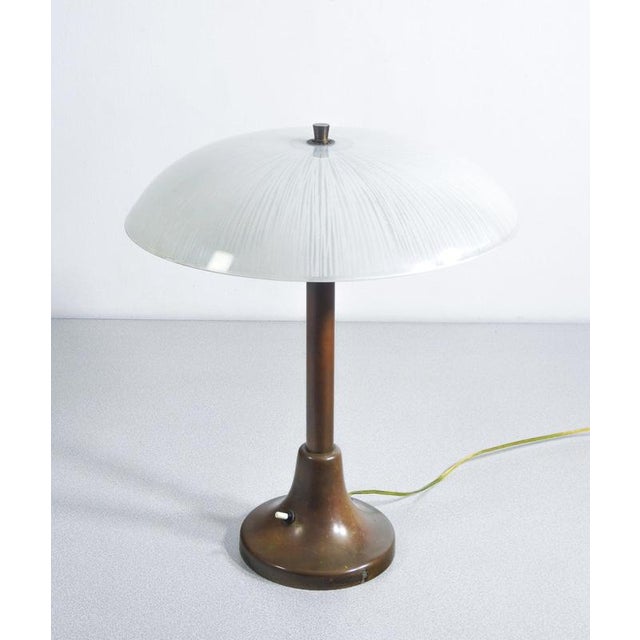 Brown Art Deco Bronze and Glass Lamp, Early 20th Century For Sale - Image 8 of 14