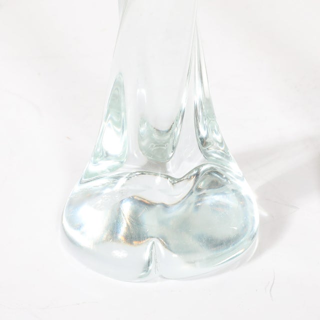 Renato Anatra Pair of Signed Renato Anatra Transparent Sculptural Murano Glass Candlesticks For Sale - Image 4 of 17