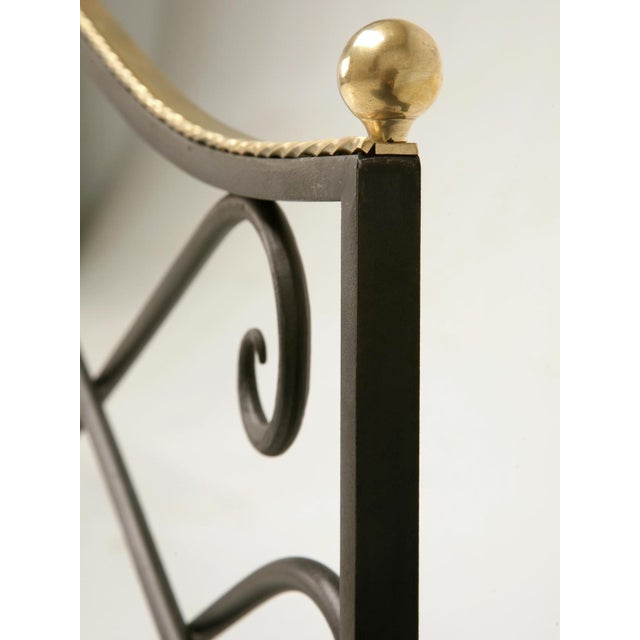 Gilbert Poillerat Steel & Brass Fireplace Screen Without Mesh For Sale - Image 4 of 10