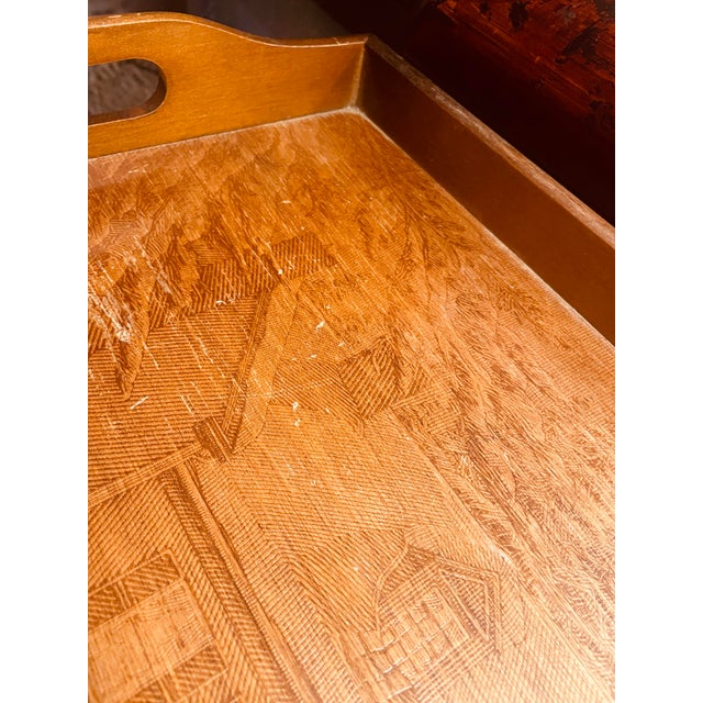 Rare Hand Carved, 1950’s Nordic Teak Wood Antique Serving Tray For Sale - Image 4 of 6