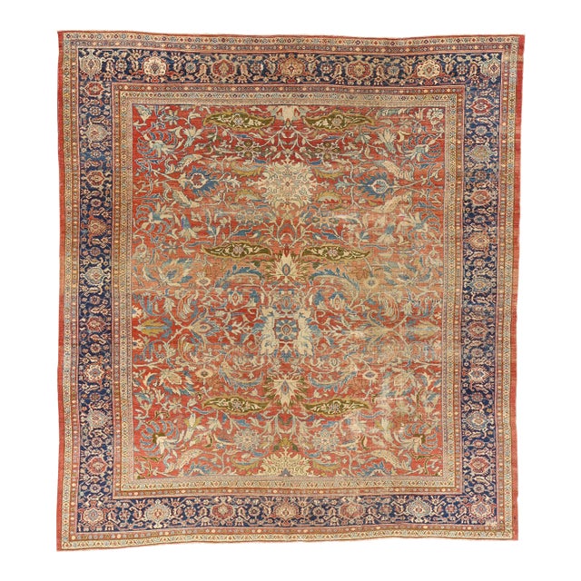 Late 19th Century Antique Persian Sultanabad Rug - 09'00 X 09'11 For Sale