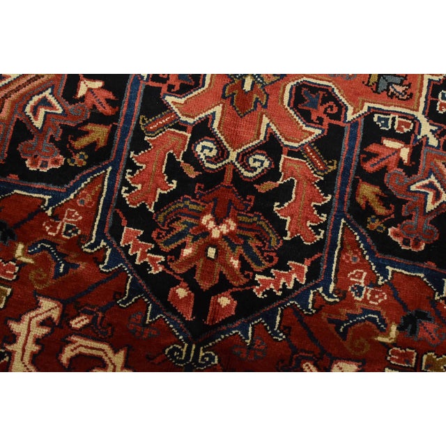 1990s Heriz Rug 8’1” X 11’3” Red Wool Vintage Traditional Hand-Knotted Carpet For Sale - Image 5 of 15
