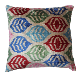 Boho Chic Silk Velvet Ikat Pillow Cover