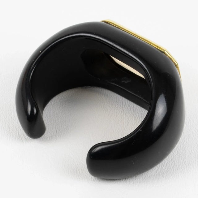 Daniel Swarovski Paris Massive Cuff Bracelet Black Resin and Amber Rhinestone For Sale In Atlanta - Image 6 of 9