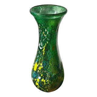 Vintage Green Art Glass Vase, 1990s For Sale
